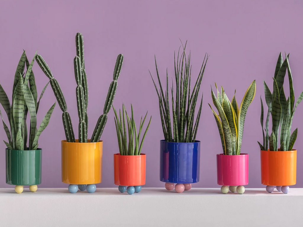 cache-pot coloré en métal