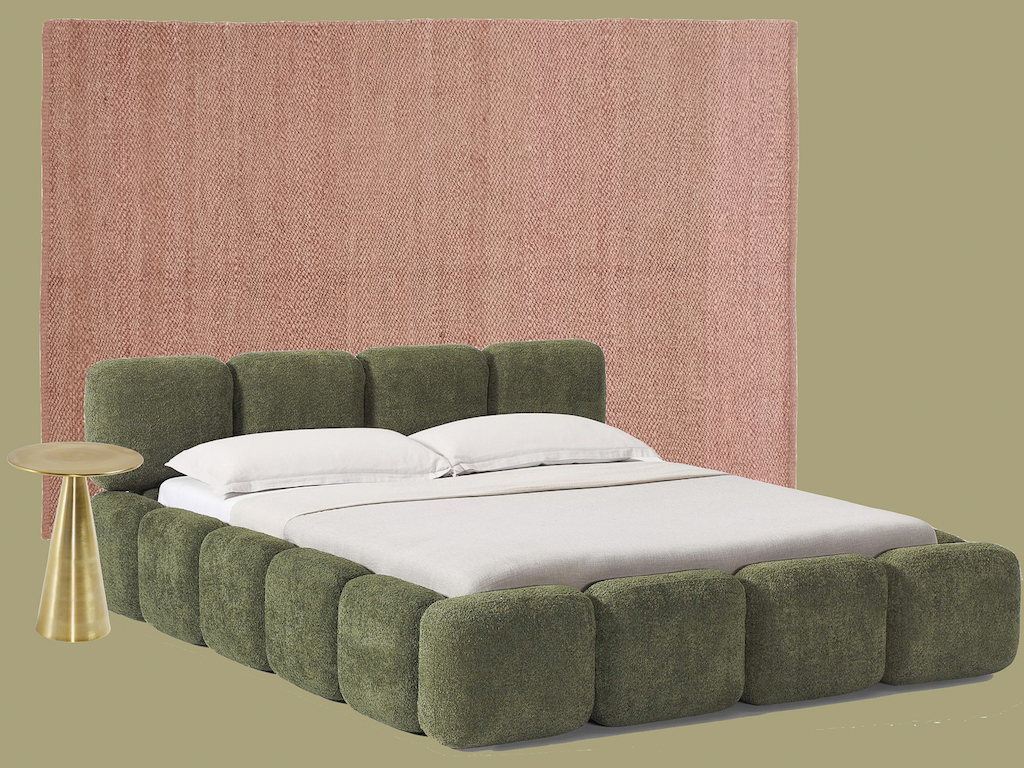 chambre adulte vert et rose