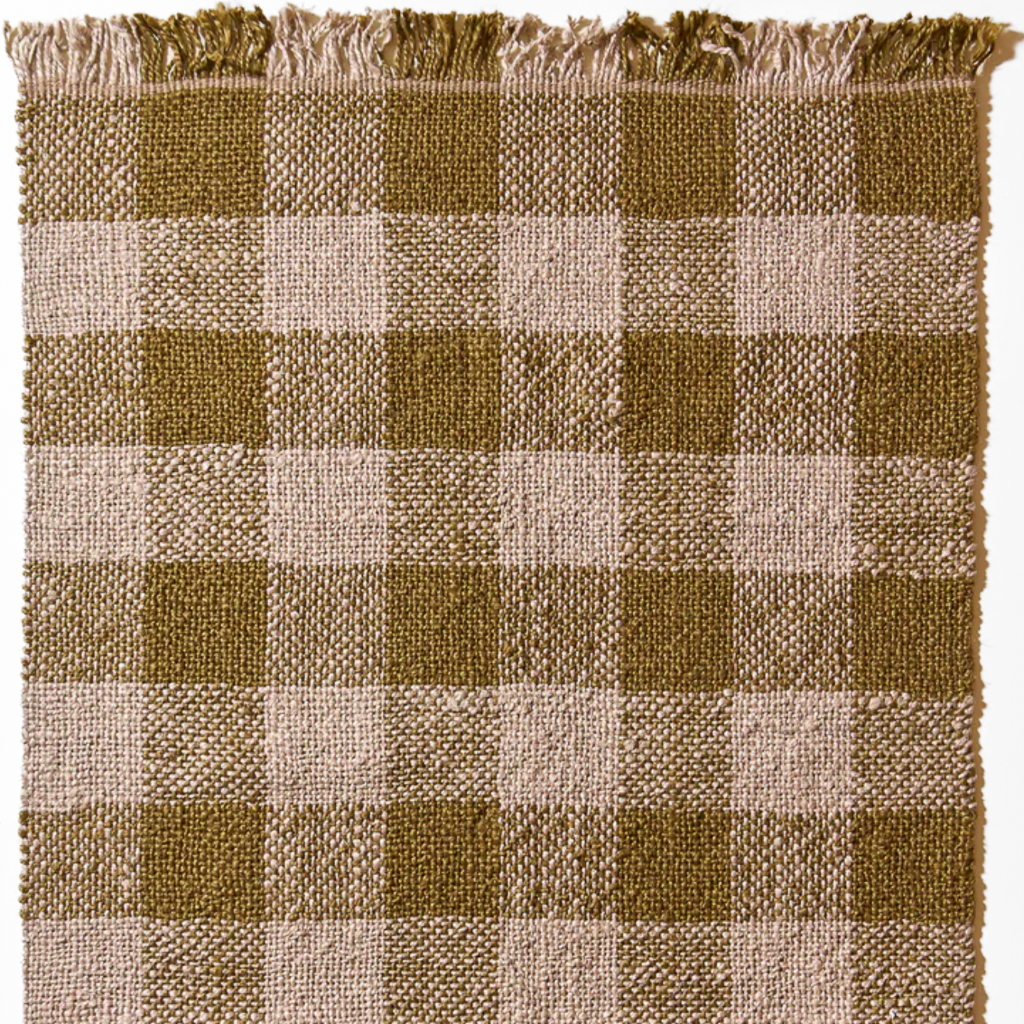 tapis damier vert et beige