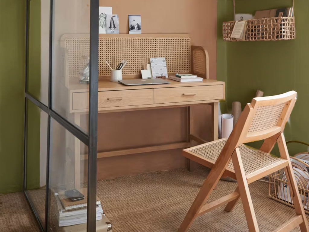 chambre adulte vert et rose