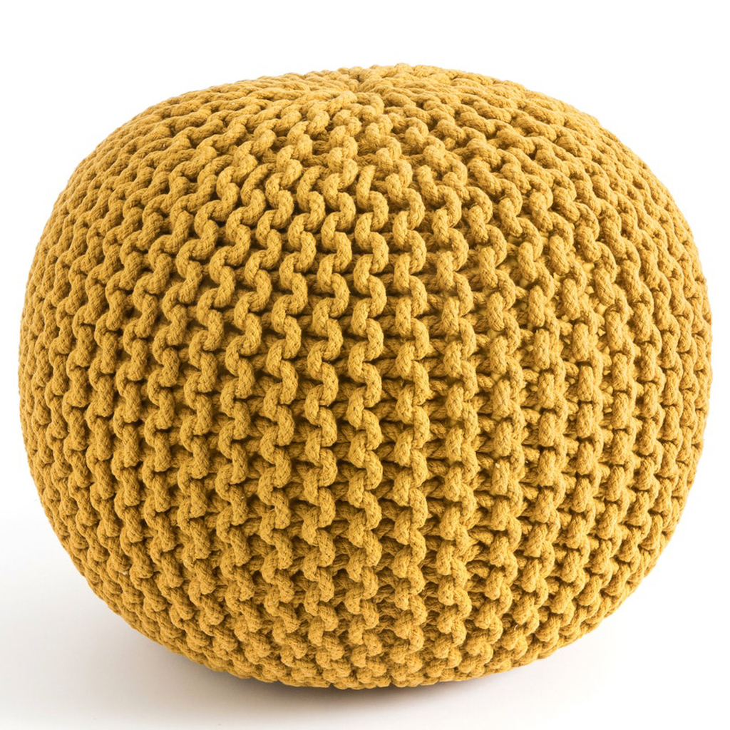 pouf rond jaune en maille