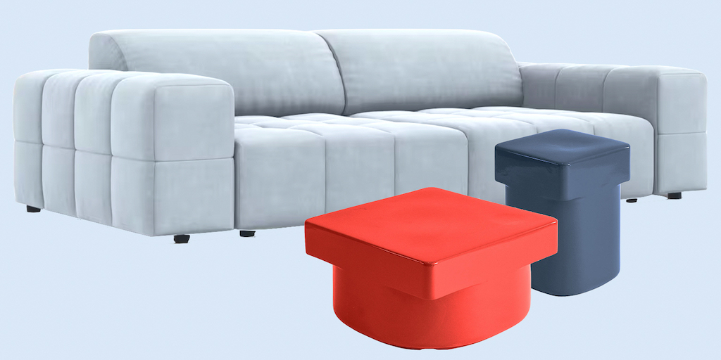 décoration bleu et rouge salon