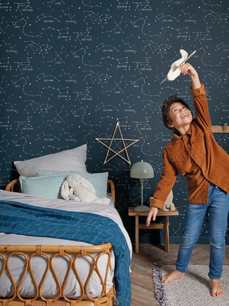 papier peint cosmos bleu marine chambre enfant