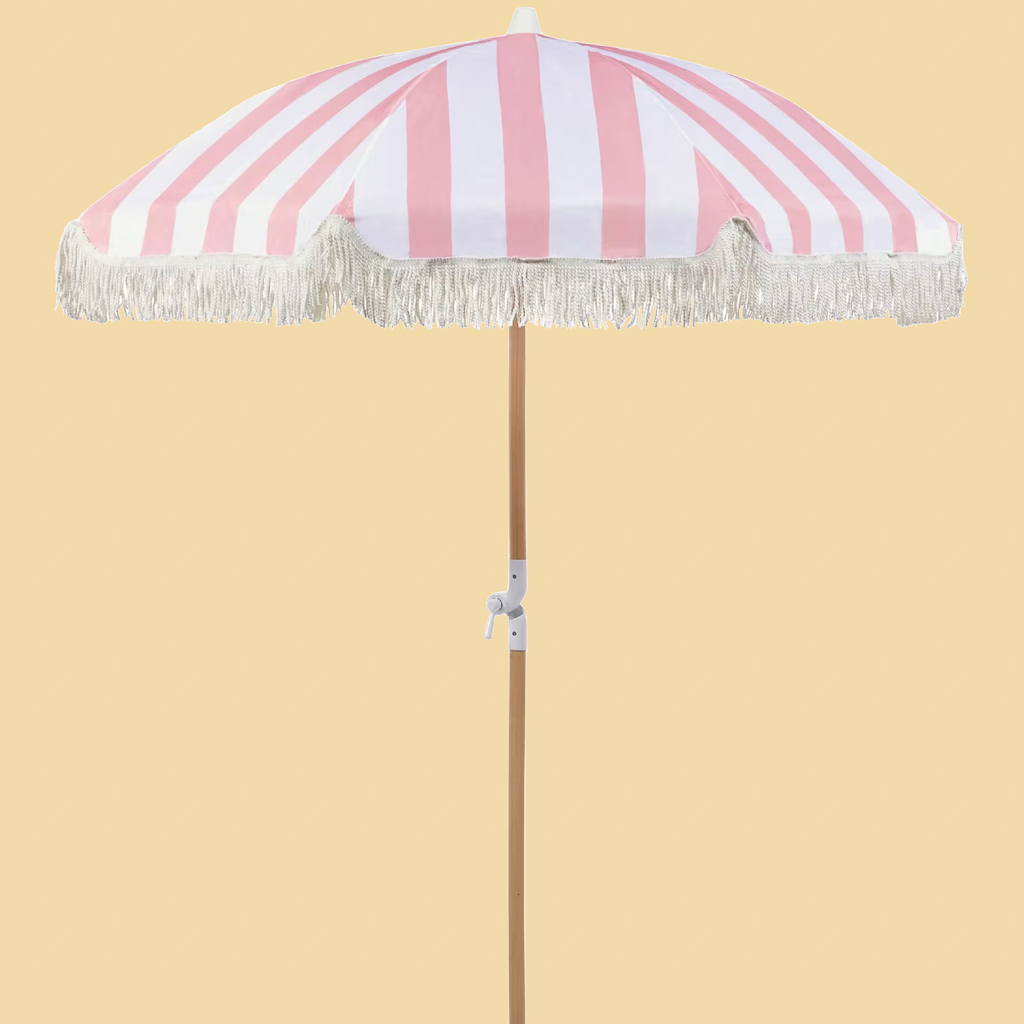 parasol rayé rose et blanc