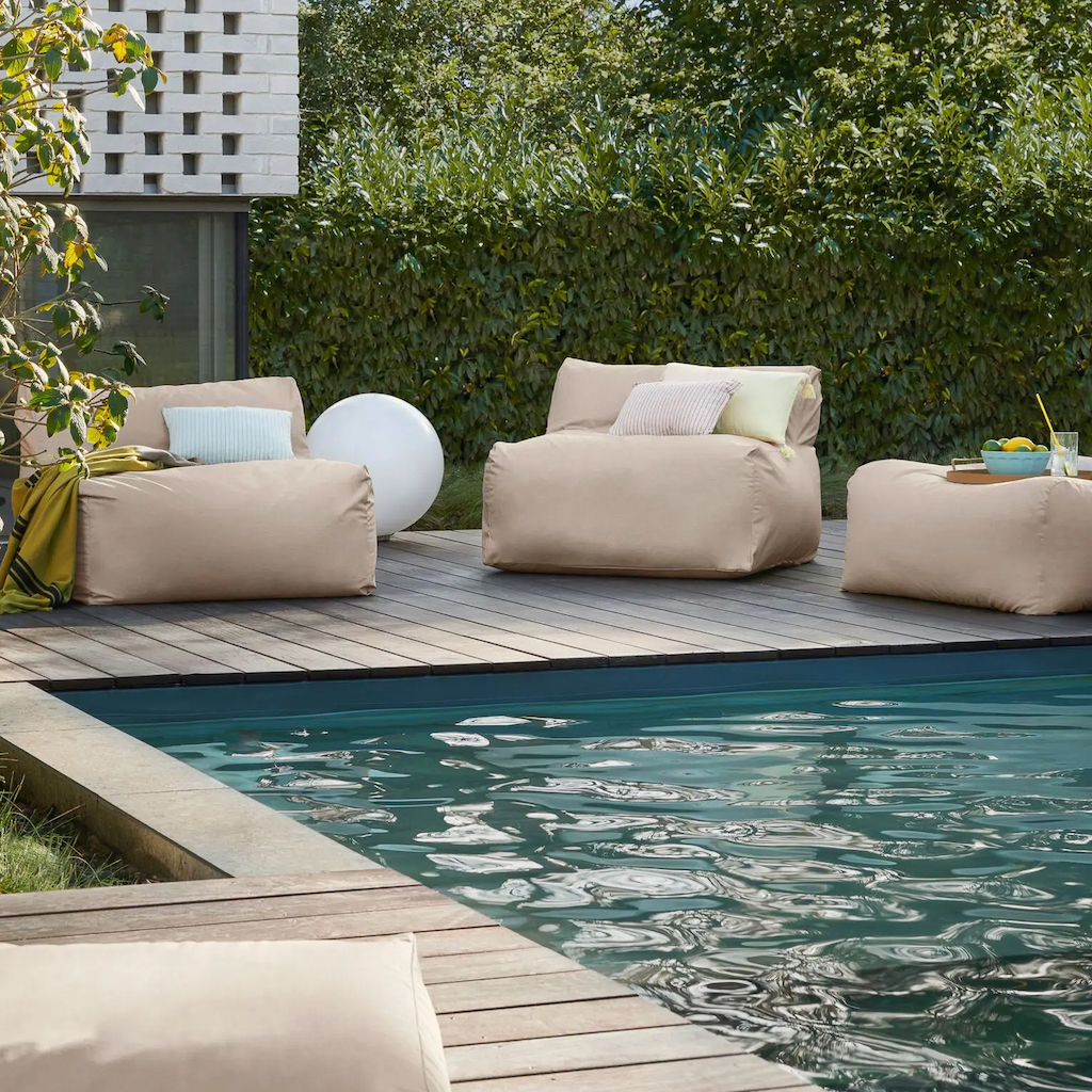 pouf beige boer de piscine