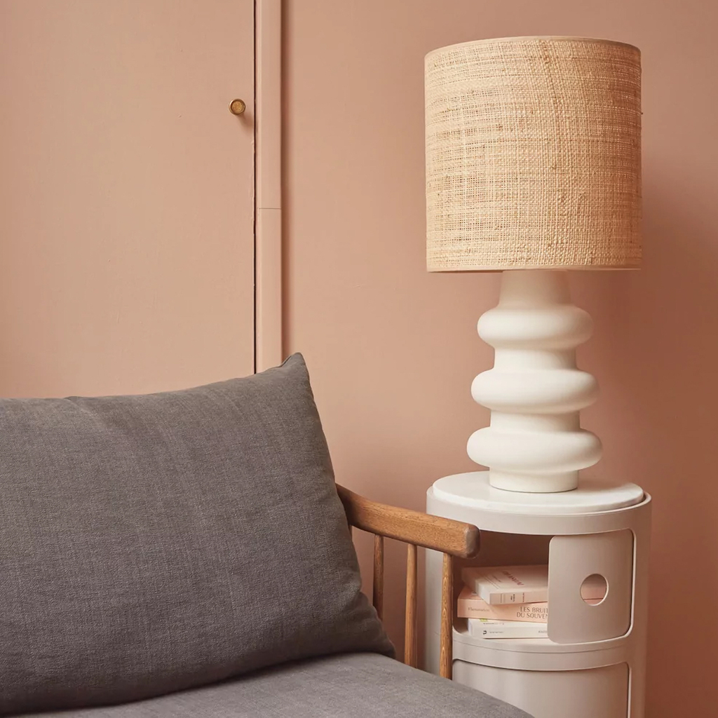 lampe en céramique Luzia blanc et raphia