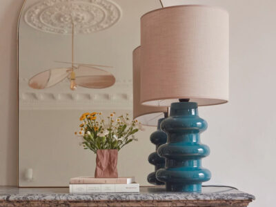 lampe en céramique Luzia bleu canard et beige