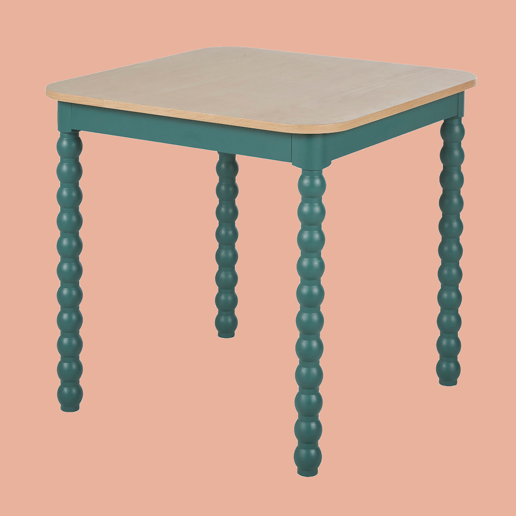 table de cuisine vert et bois