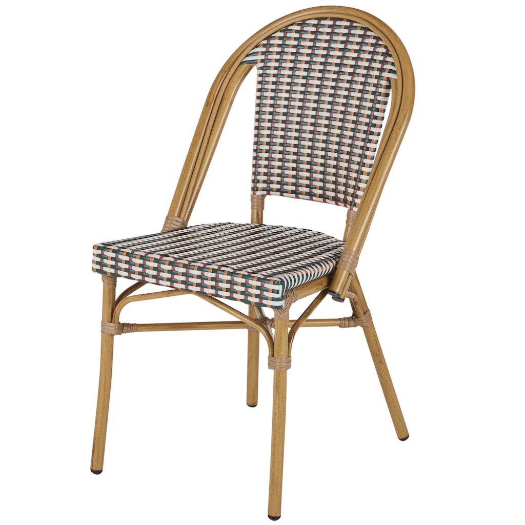 chaise bistrot tressée vert rose blanc