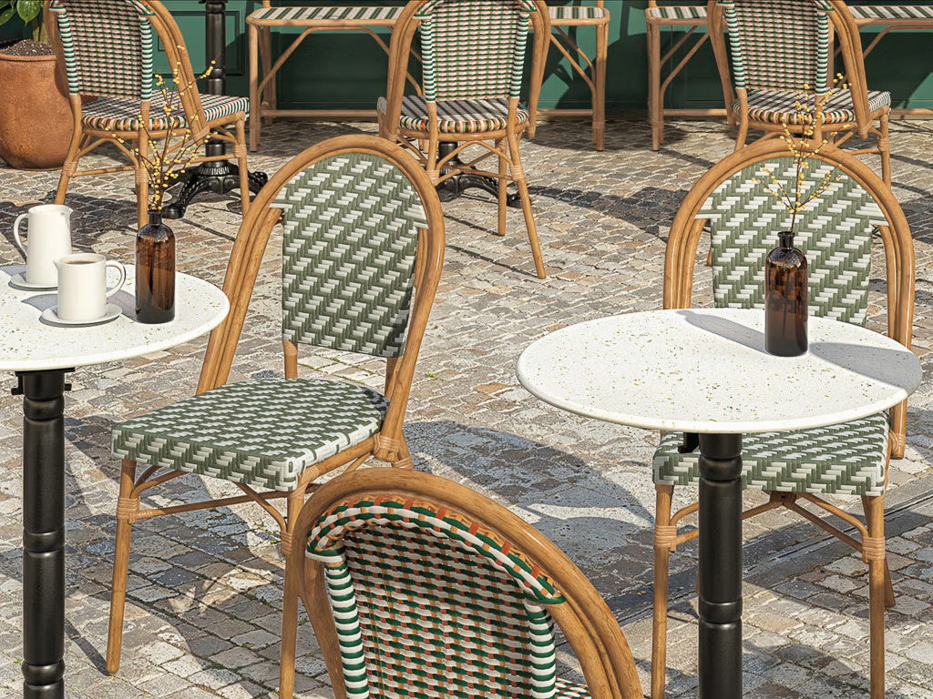 chaise bistrot parisien kaki et blanc