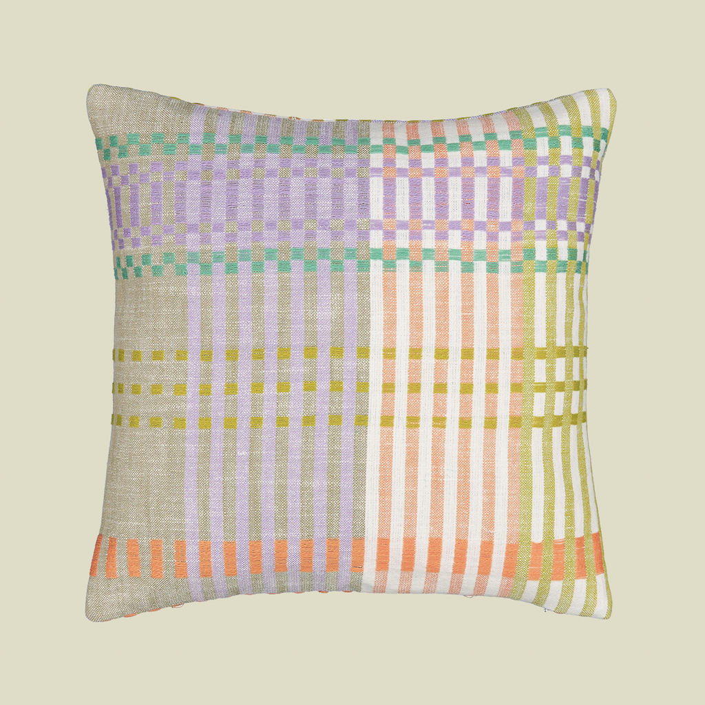 coussin rayures pastel