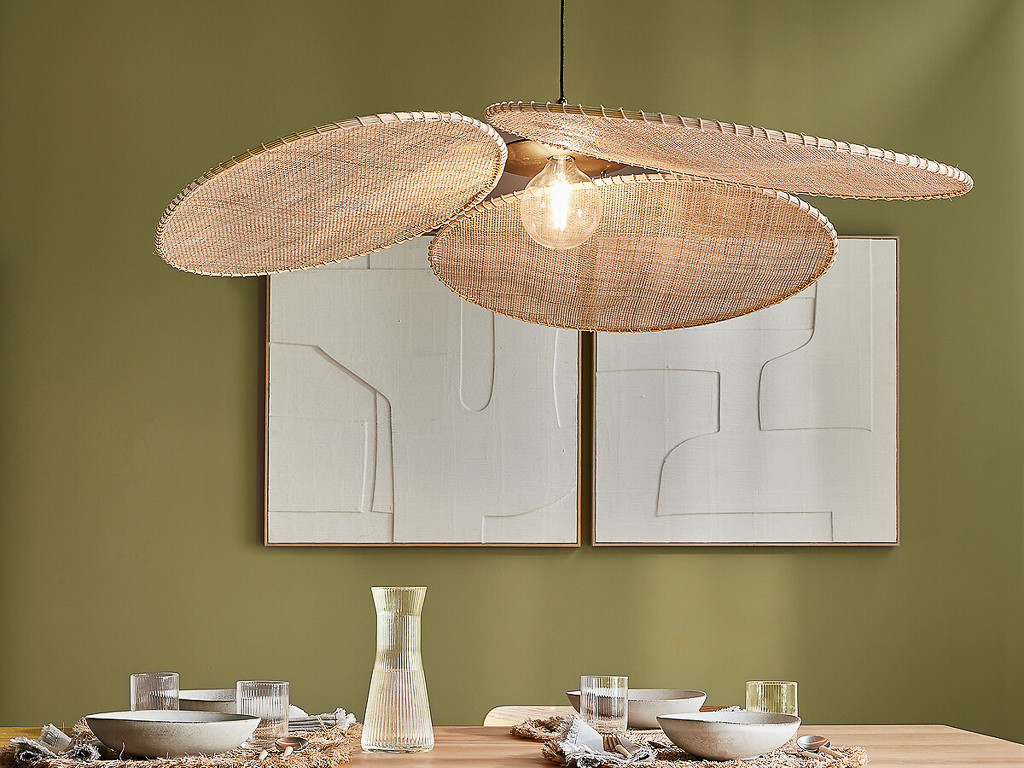 suspension fleur en rotin 120 cm
