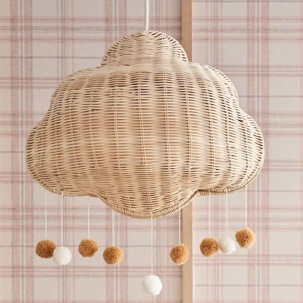 suspension enfant en rotin en forme de nuage