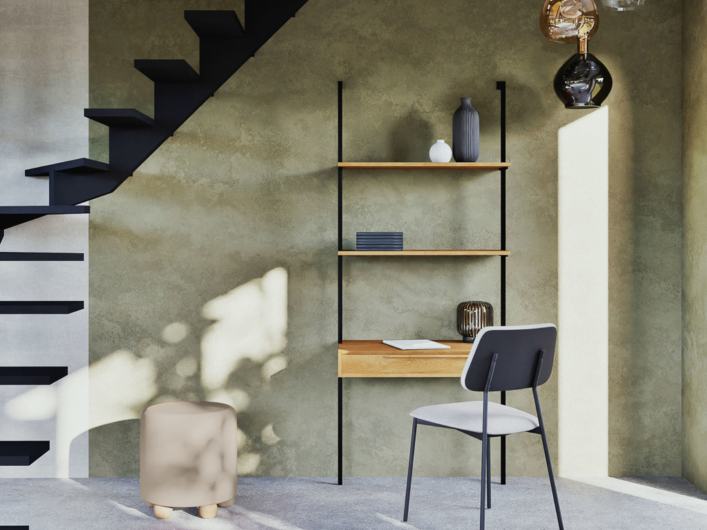 petit bureau échelle en bois et métal noir