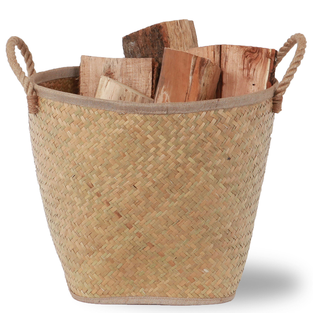 panier à bois rond en fibres tressées