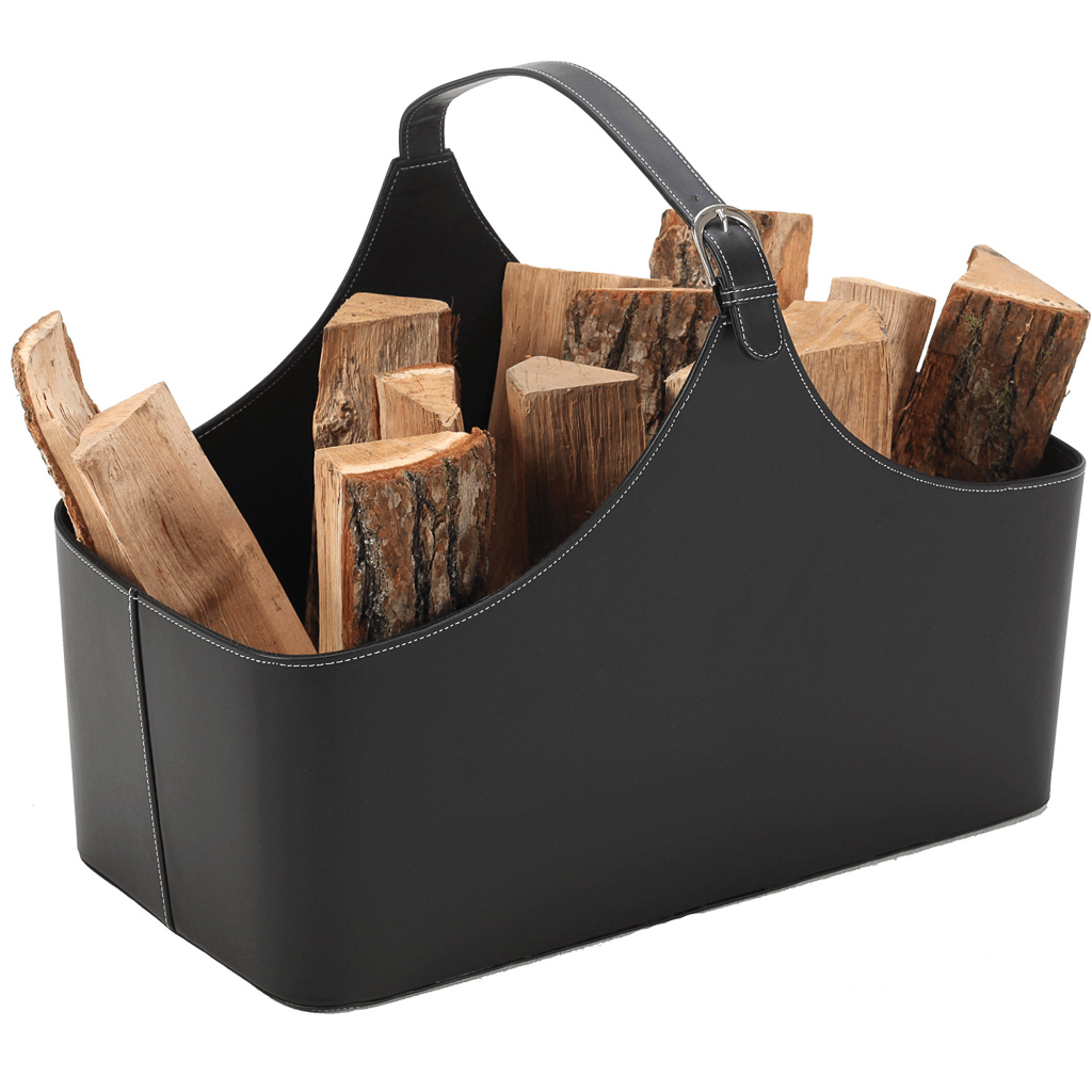 panier à bois noir façon cuir