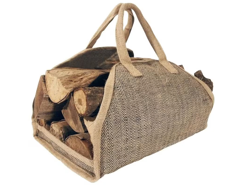 sac a bûches en toile beige
