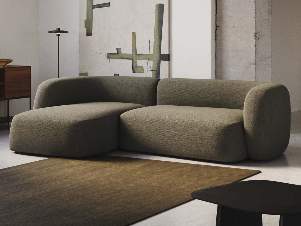 salon avec canapé kaki arrondi