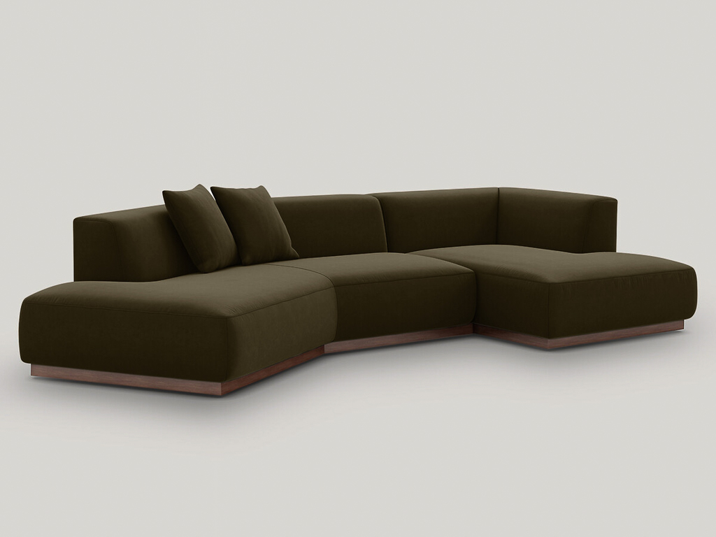 salon avec canapé kaki en velours classique