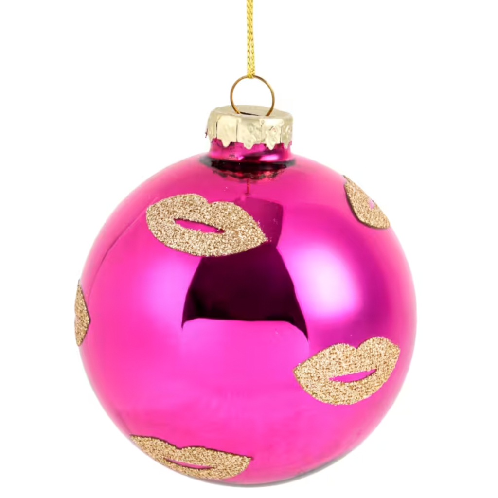 boule de noël rose et or