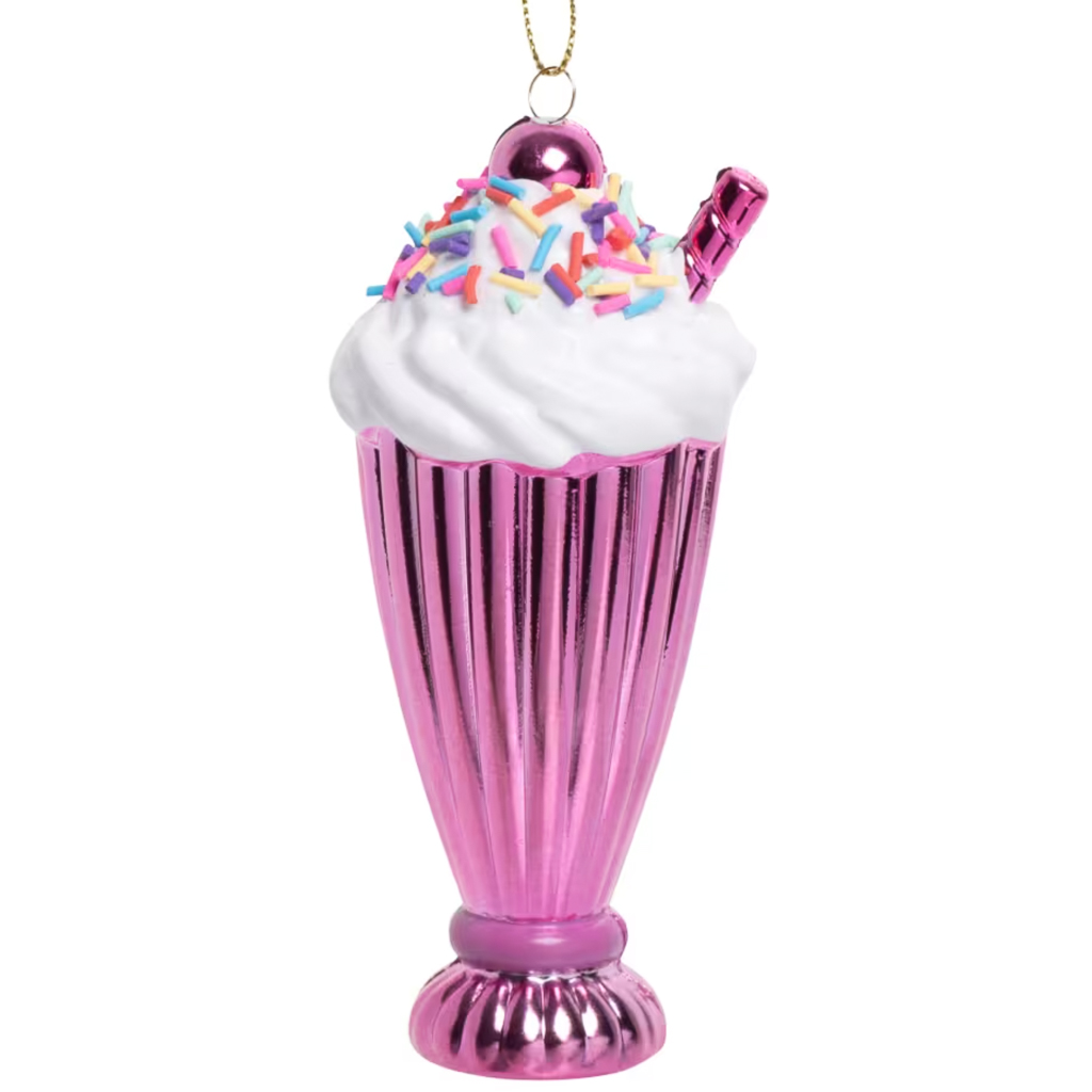 boule de noël rose coupe à glace