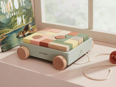 jeux en bois bébé montessori cubes de construction pastel