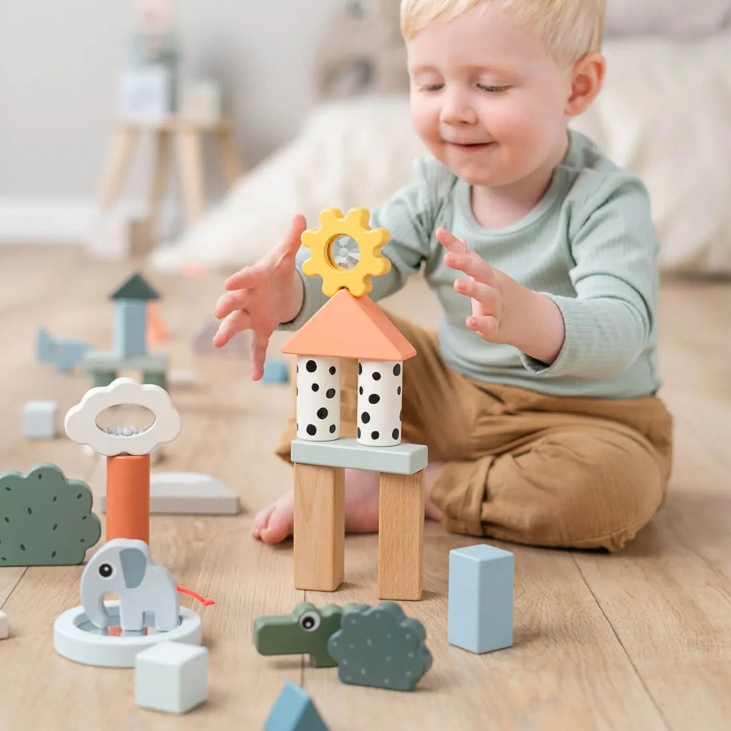 jeux en bois bébé montessori cubes de construction