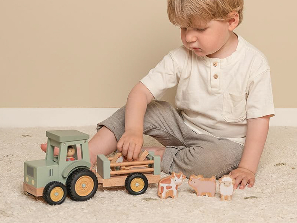 jeux en bois bébé montessori tracteur en bois