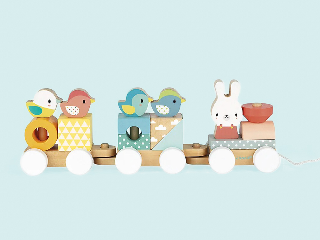 jeux en bois bébé montessori train animaux en bois