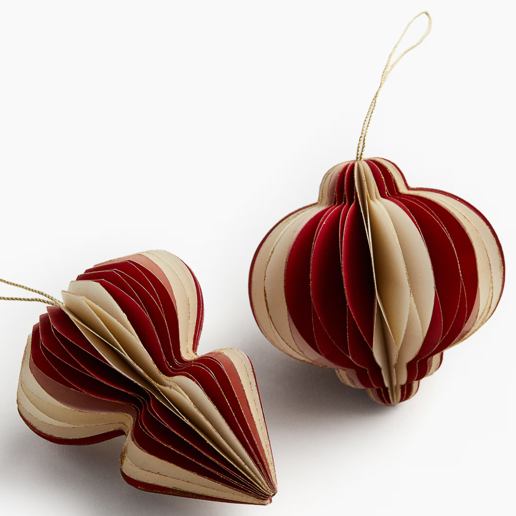 décoration de Noël à l'anglaise boules en papier rouge et blanc