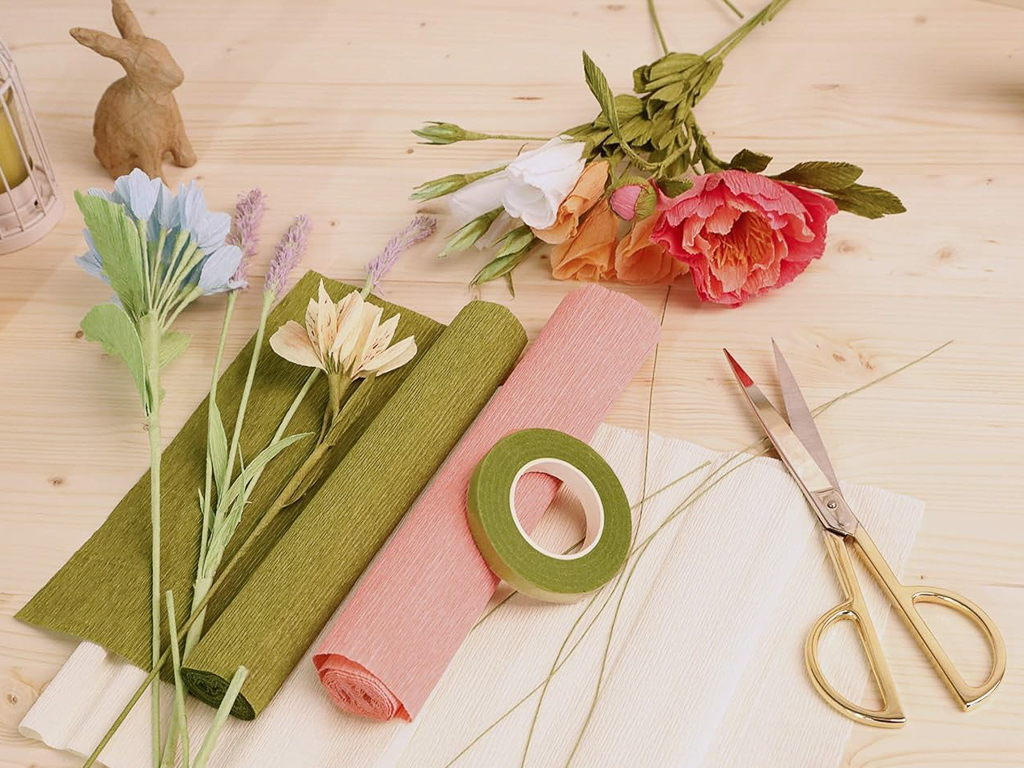 kit DIY fabrication de fleurs en papier crépon