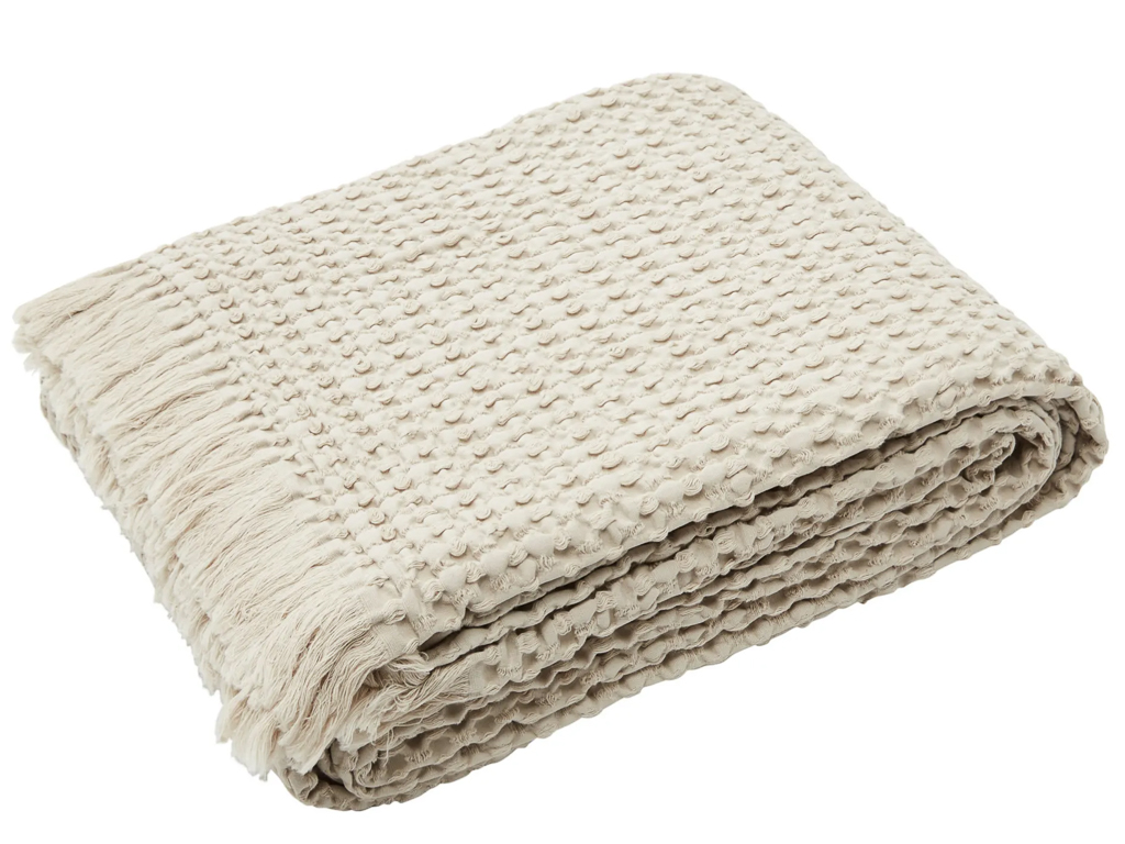 plaid en coton gaufré beige