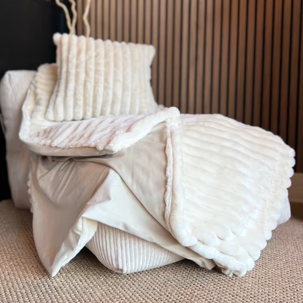 plaid en fausse fourrure blanc