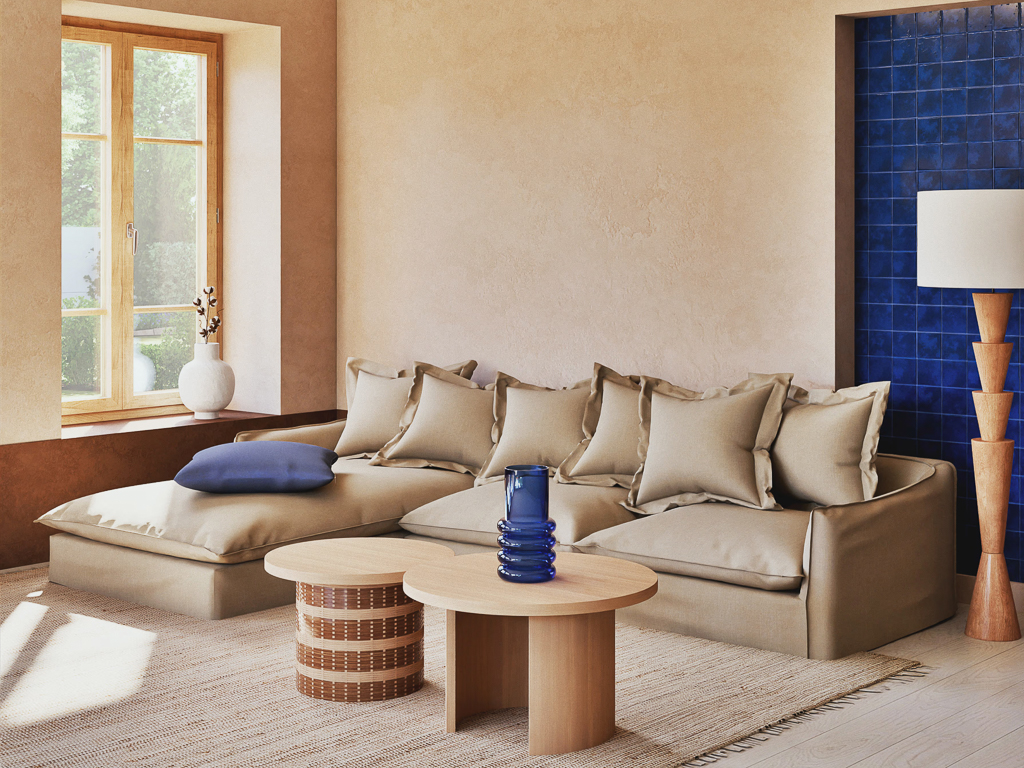déco bleu beige et bois