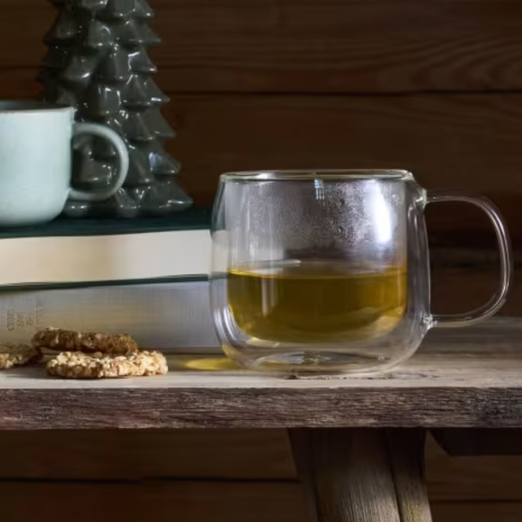 tasse à thé double paroi en verre avec anse