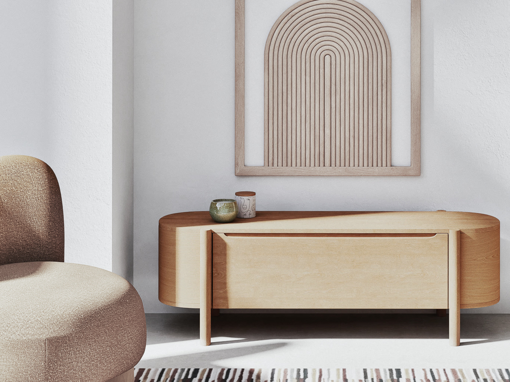 banc tv en bois design épuré