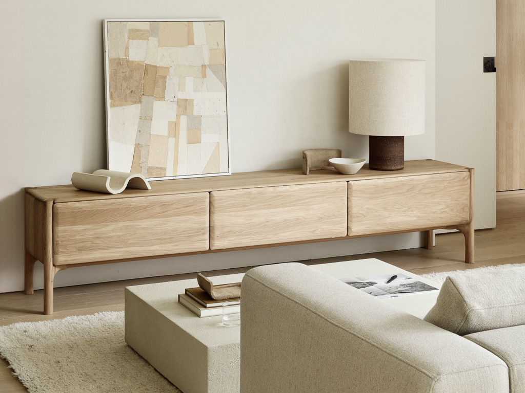 meuble tv bois massif minimaliste