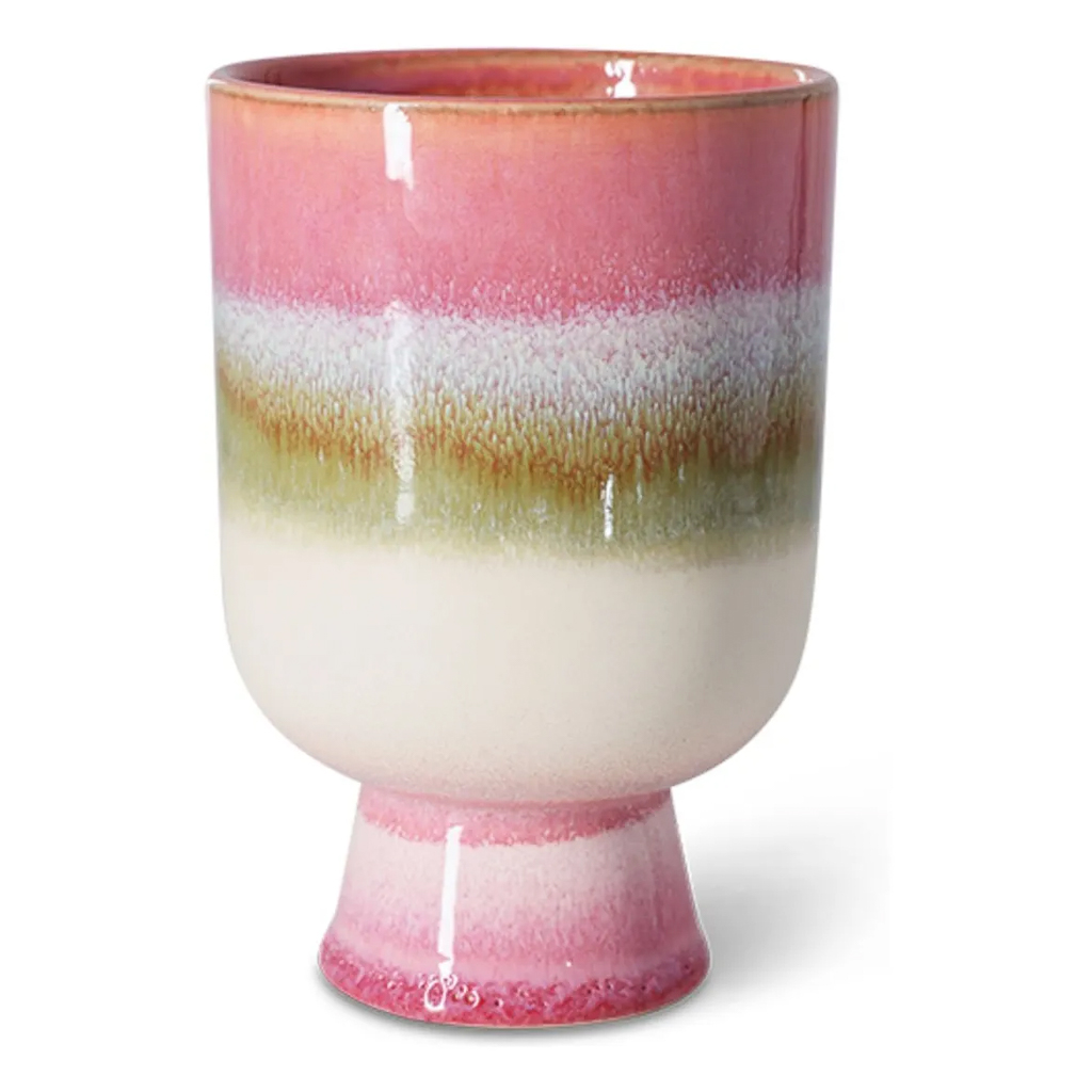 cache pot rose vert et blanc