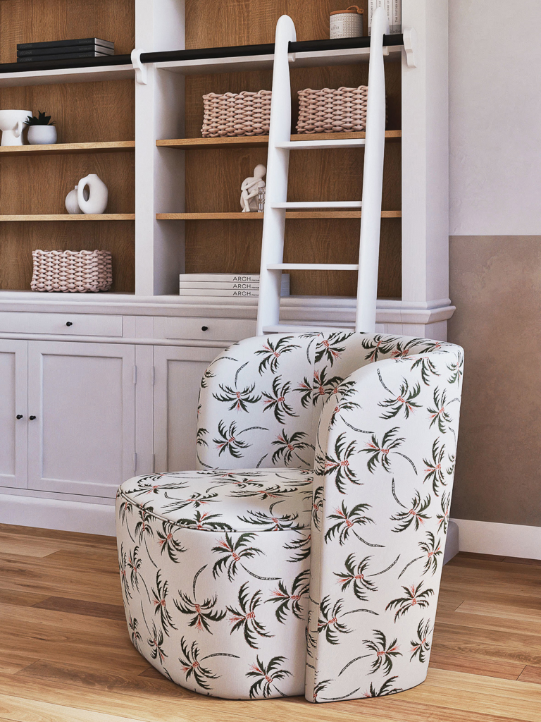 fauteuil en tissu motif tropical