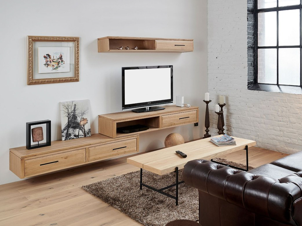 meuble tv mural en bois