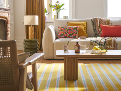tapis salon rayé jaune