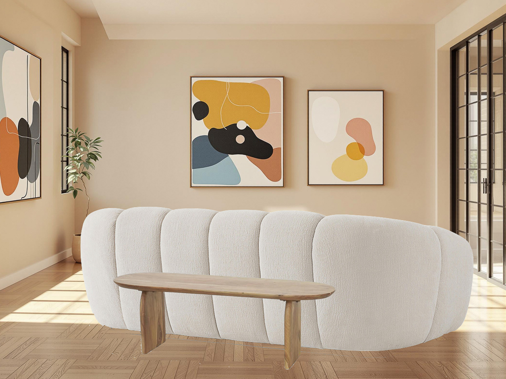 banc en bois à l'arrière d'un canapé