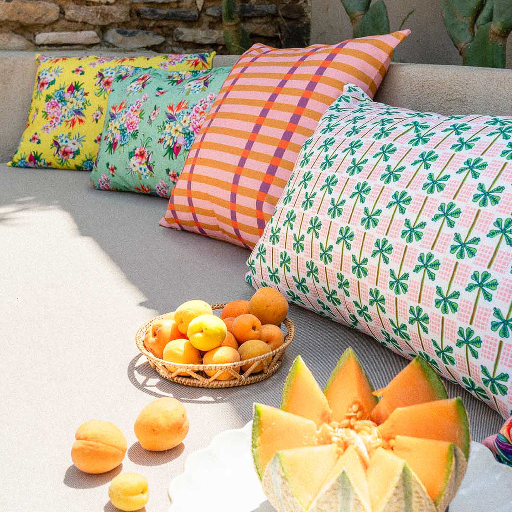 coussin extérieur pastel