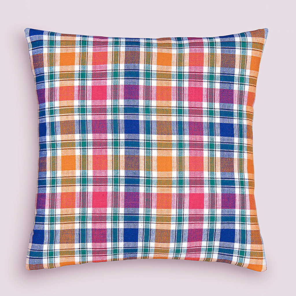 coussin carreaux multicolores