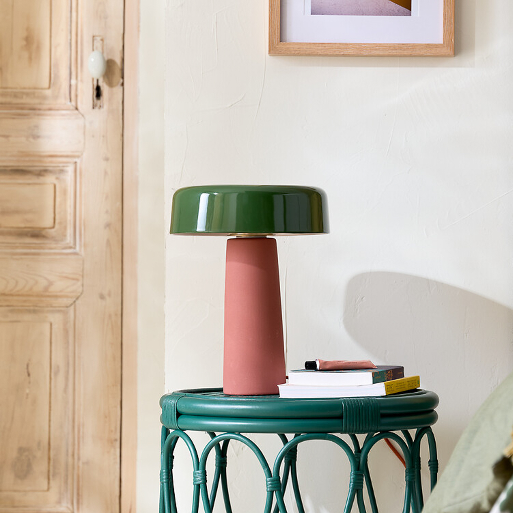 lampe terracotta et vert