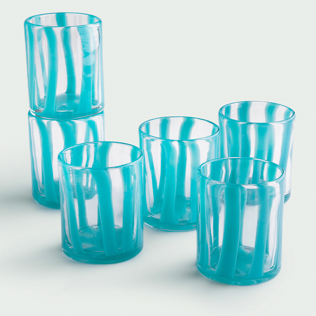 verres rayures turquoise