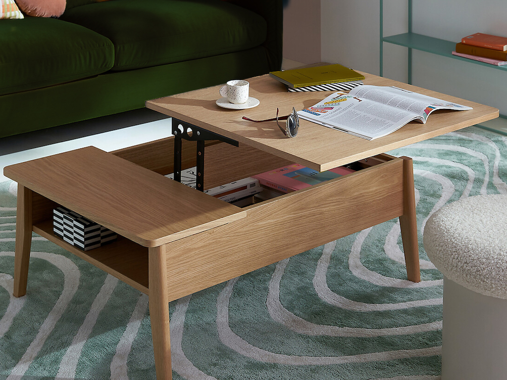 table basse avec grand plateau relevable