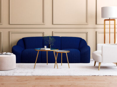 décoration beige et bleu indigo