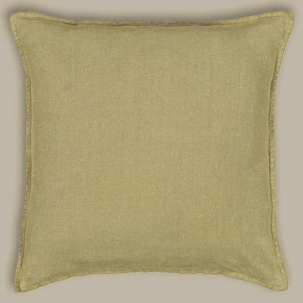 coussin en lin vert olive