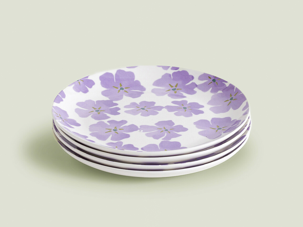 assiettes fleurs lilas
